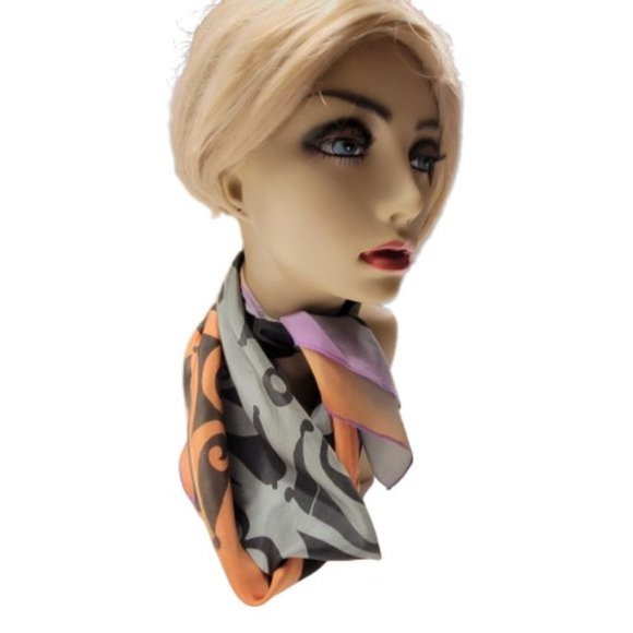 Colorful Square Silk Scarf Handpainted Batik Fuji Silk Scarf - NEW - Picture 7 of 8